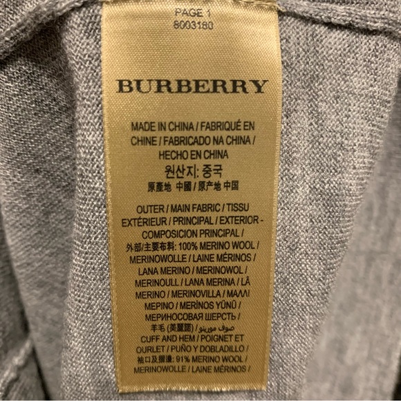 BURBERRY Sweater Ladies Size XS Merino Wool Crew Neck Grey Melange Knitted Logo - Picture 7 of 10